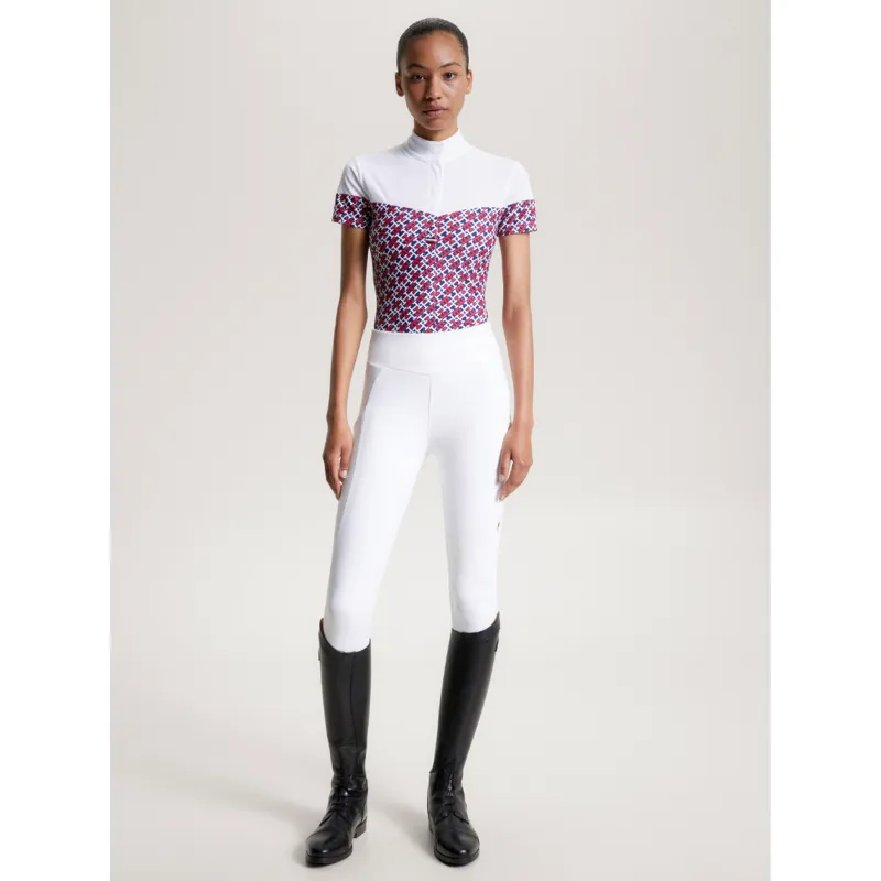 Tommy Equestrian Women's Madison Short Sleeve Show Shirt Monogram Multi Colour