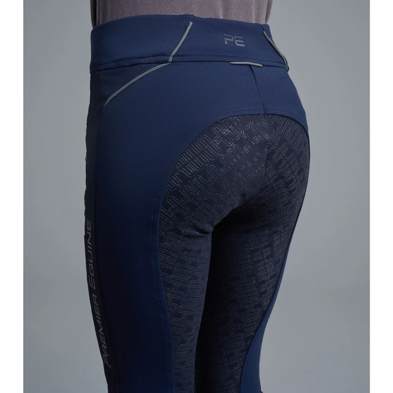 Premier Equine Astrid Girls Full Seat Gel Pull On Riding Tights Navy-1