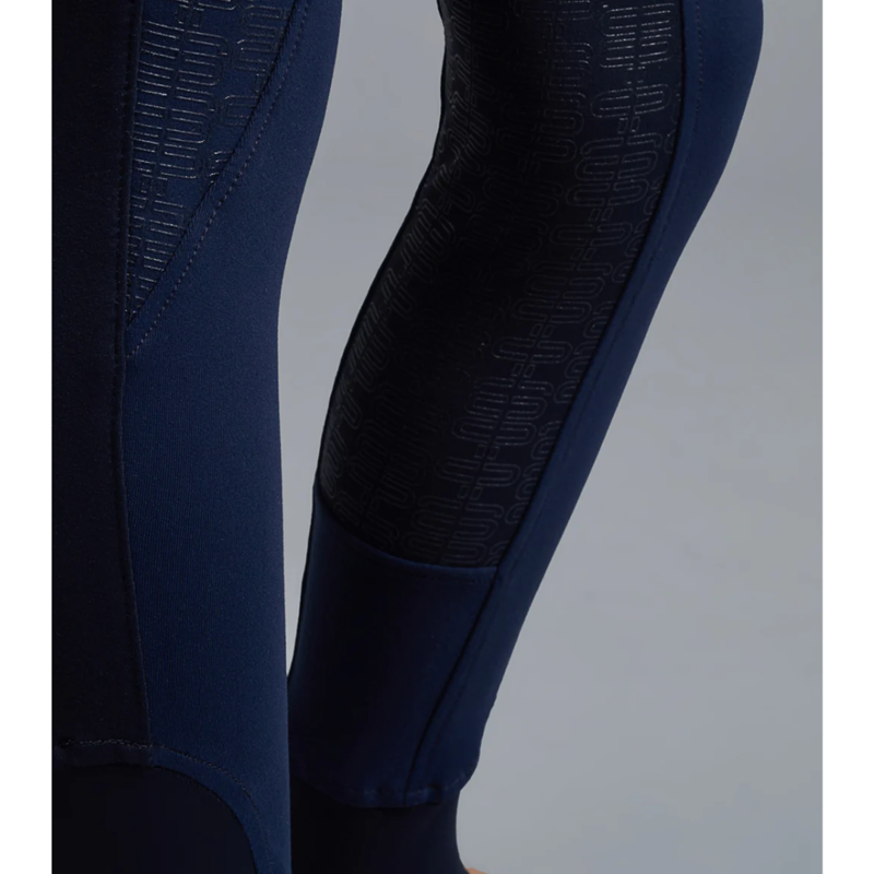 Premier Equine Astrid Girls Full Seat Gel Pull On Riding Tights Navy-2