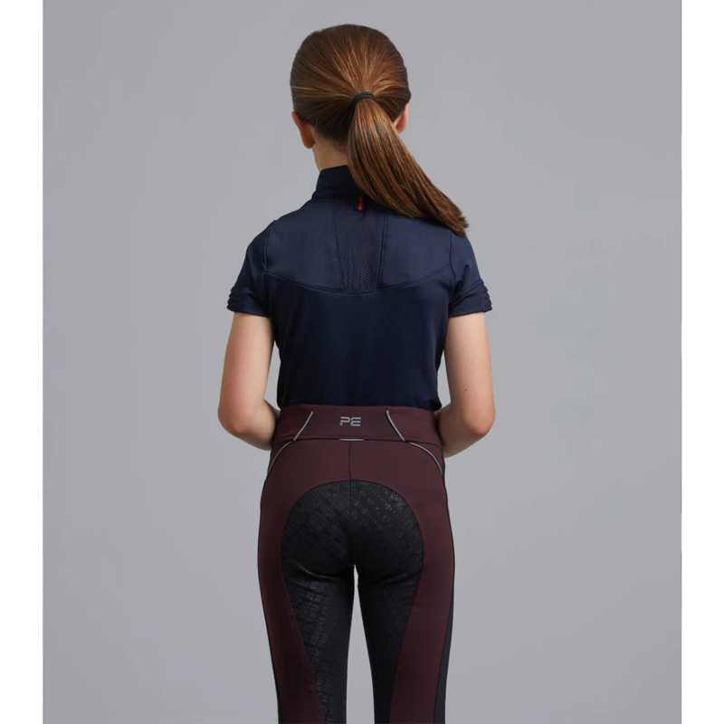Premier Equine Astrid Girls Full Seat Gel Pull On Riding Tights Wine-2
