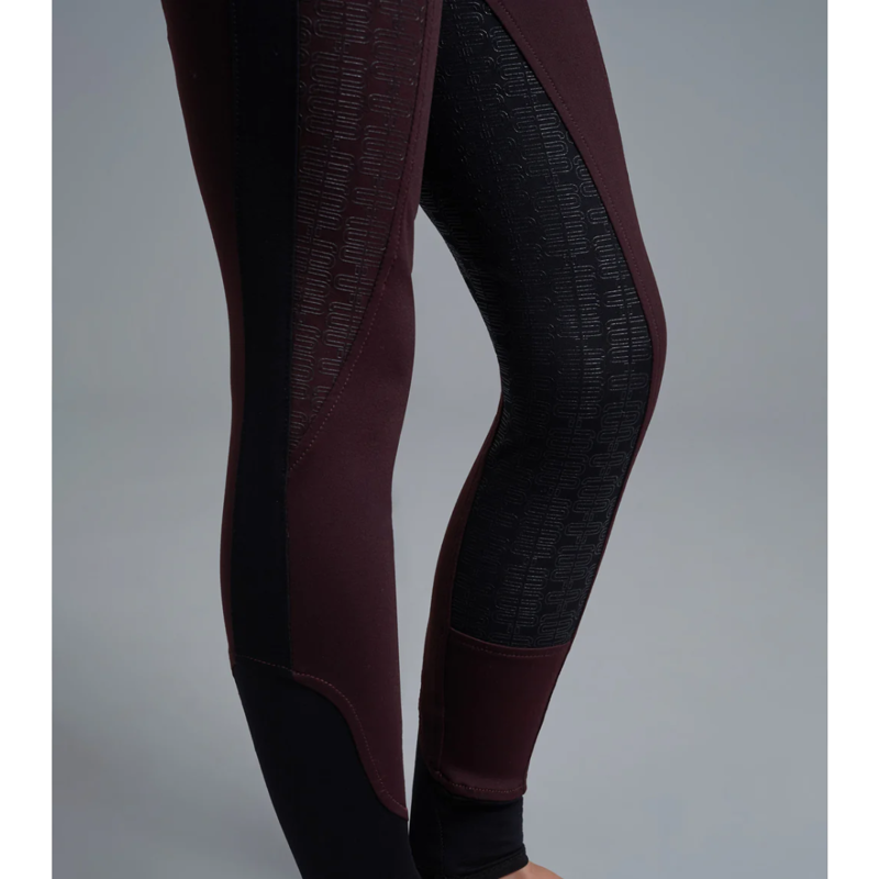 Premier Equine Astrid Girls Full Seat Gel Pull On Riding Tights Wine-4