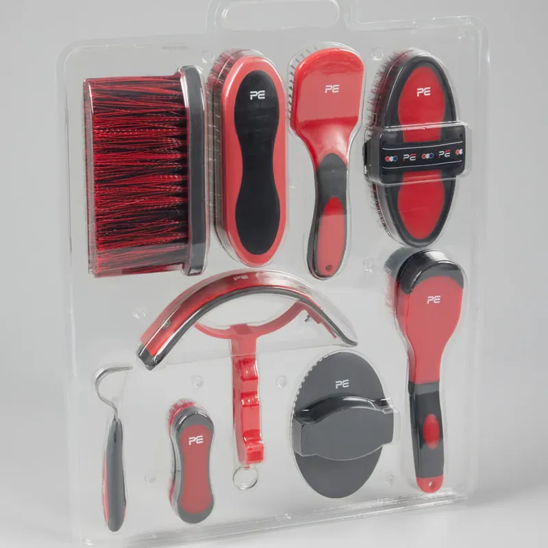 Premier Equine Soft-Touch Grooming Kit Set Black And Red