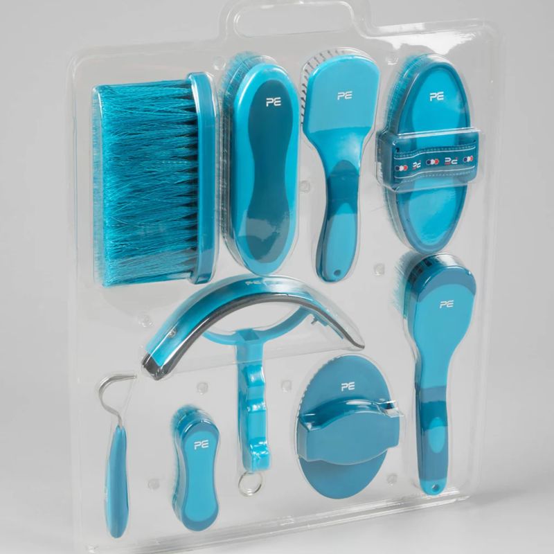 Premier Equine Soft-Touch Grooming Kit Set Med Blue And Peacock-1