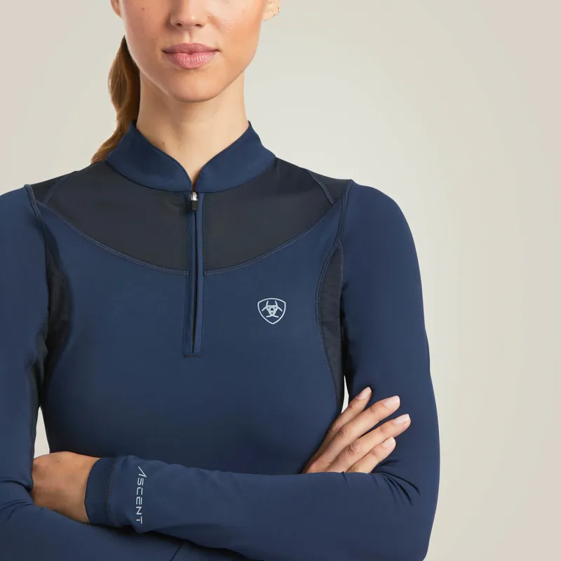 Ariat Women's Ascent 1/4 Zip Long Sleeve Baselayer Navy-2