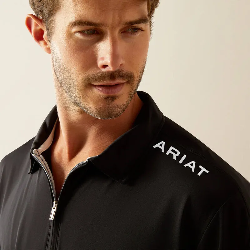 Ariat Mens Bandera 1/4 Zip Short Sleeve Polo Shirt Black-3