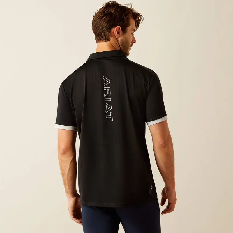 Ariat Mens Bandera 1/4 Zip Short Sleeve Polo Shirt Black-1