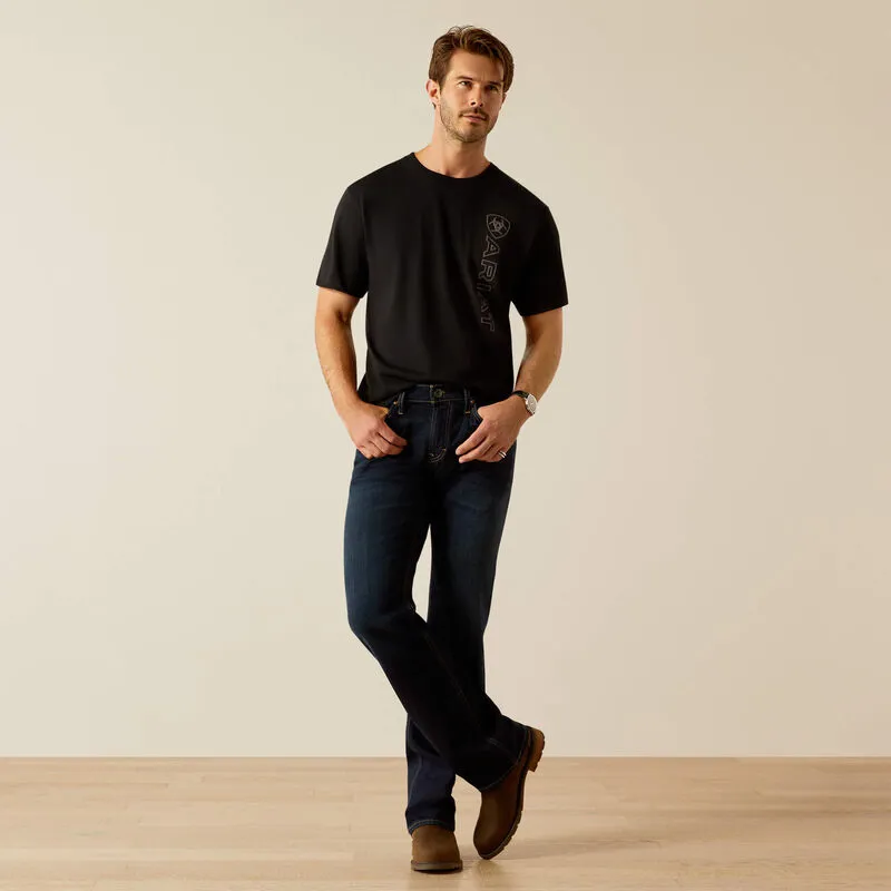 Ariat Mens Vertical Logo Short Sleeve T-Shirt Classic Blue-2