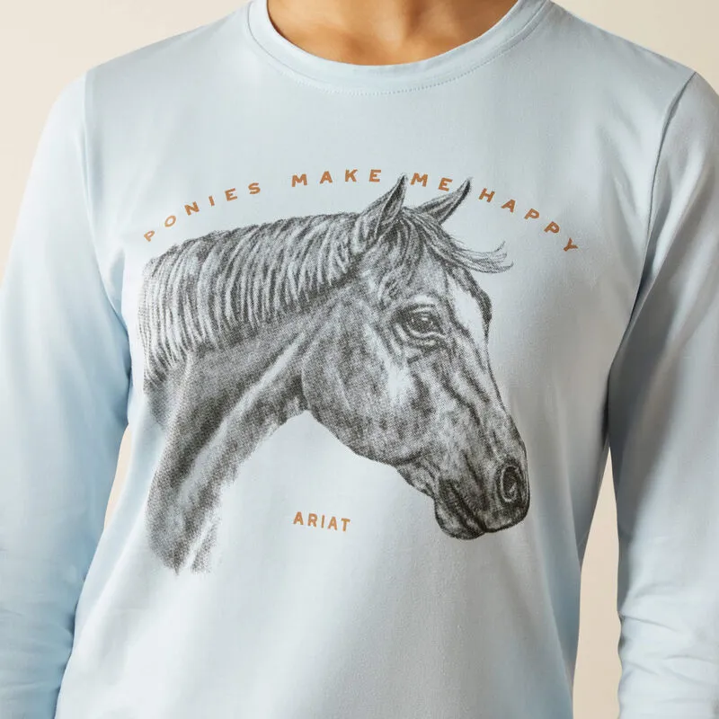 Ariat Youth Happy Long Sleeve T-shirt Skyway-1