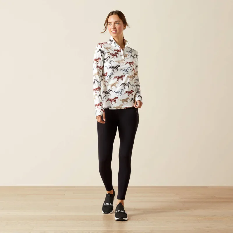 Ariat Womens Lowell 3.0 1/4 Zip Long Sleeve Baselayer Painted Ponies Print-2