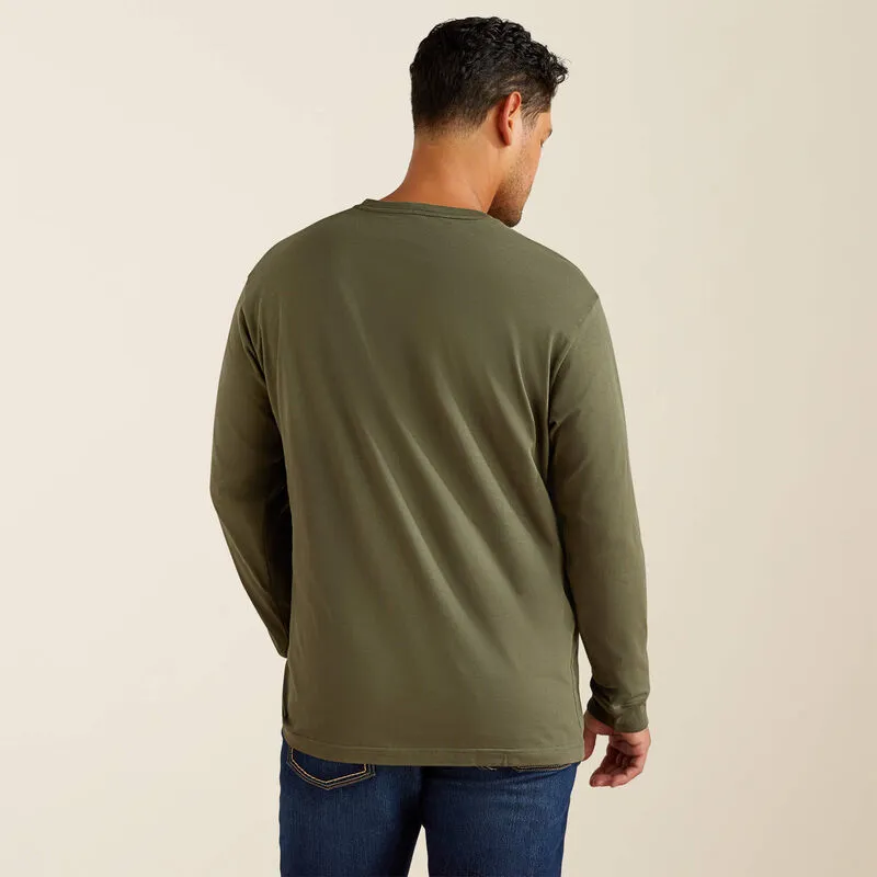 Ariat Mens Rebar Cotton Standard Logo Pocket T-Shirt Grey-1