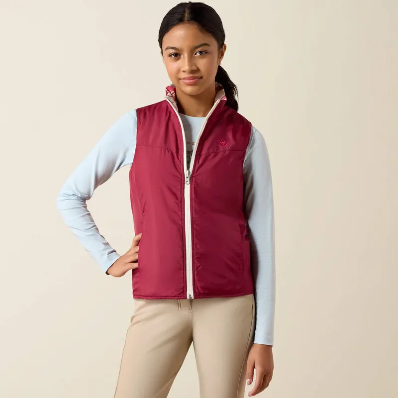 Ariat Youth Bella Reversible Insulated Vest Vanilla Ice Horsin' Around-1
