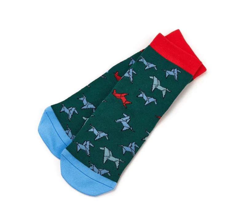 Tikaboo Ankle Socks Green Horse one size