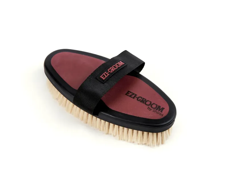 EZI-GROOM Grip Body Brush With Goat Hair BURGUNDY Large