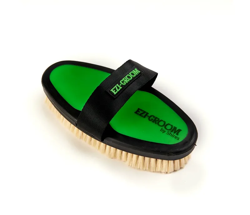 EZI-GROOM Grip Body Brush With Goat Hair Lime Green Large