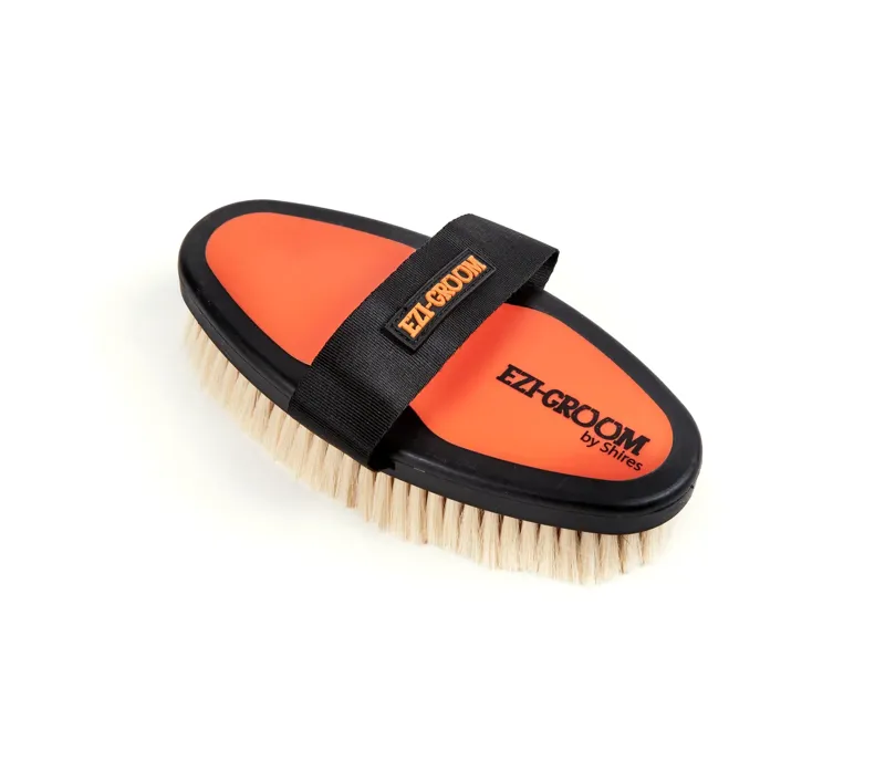 EZI-GROOM Grip Body Brush With Goat Hair Orange Large