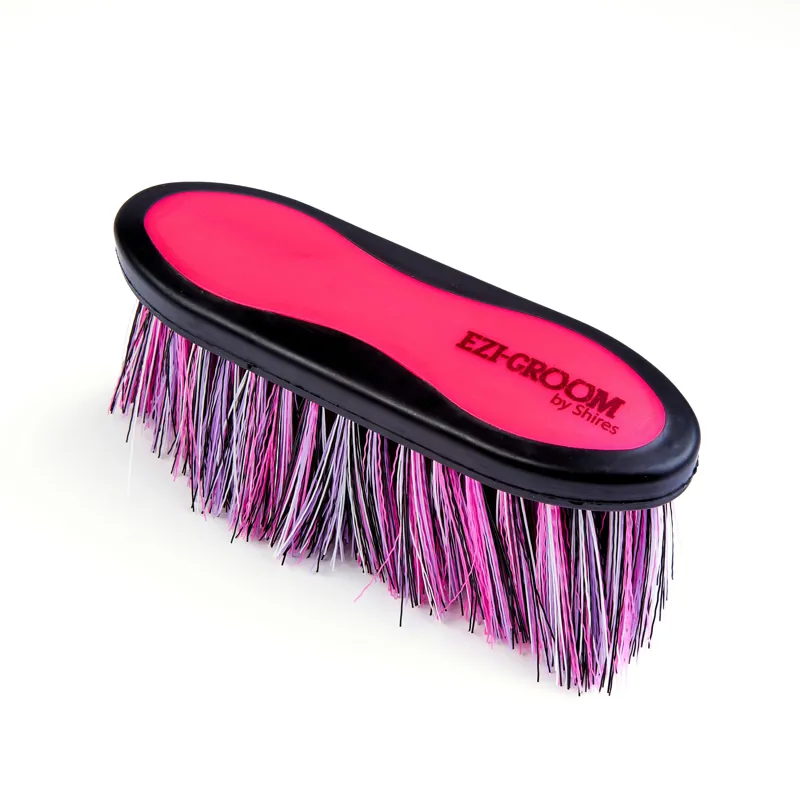 EZI-GROOM Grip Long Bristle Dandy Brush Large in Bright Pink -1