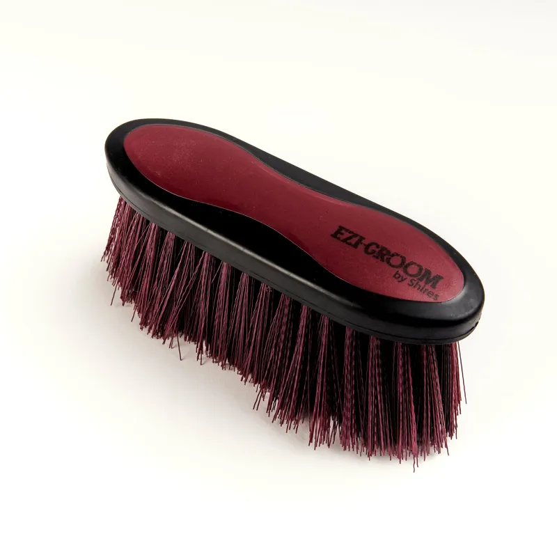 EZI-GROOM Grip Long Bristle Dandy Brush Large in Burgundy -1