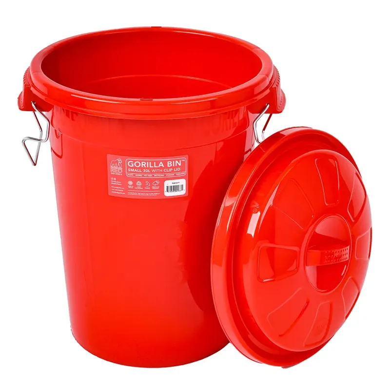Gorilla Bin With Clip Lid - Red