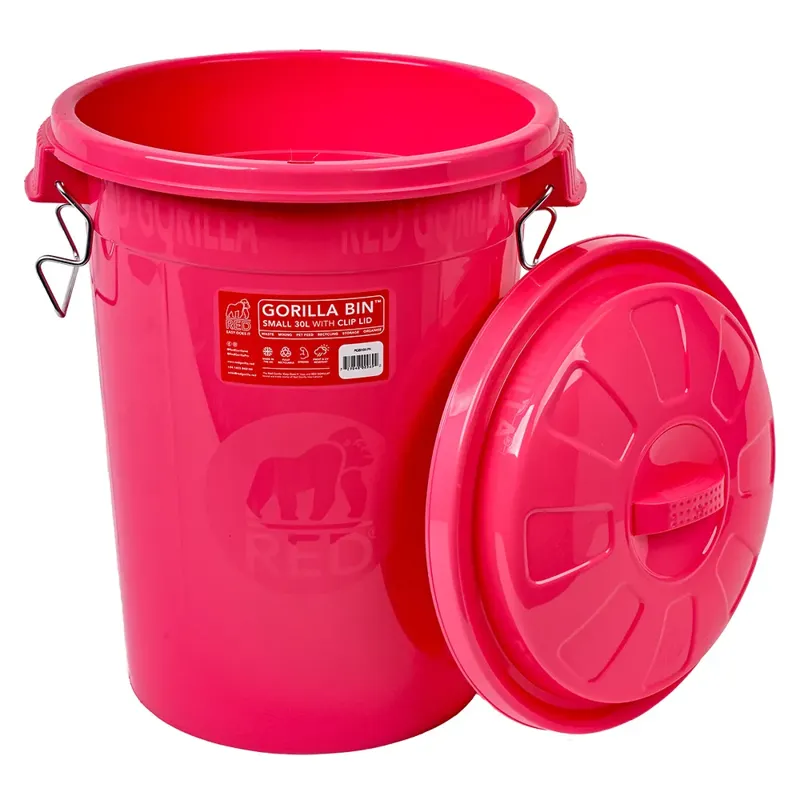 Red Gorilla Bin With Clip Lid - Pink