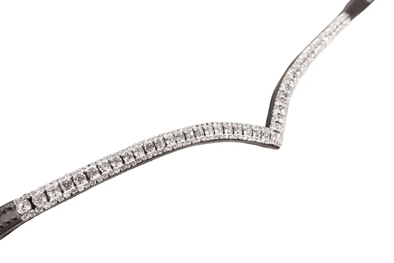 ProPresicce Signature V Diamante Browband By Hy Equestrian - Silver Diamantes - Black