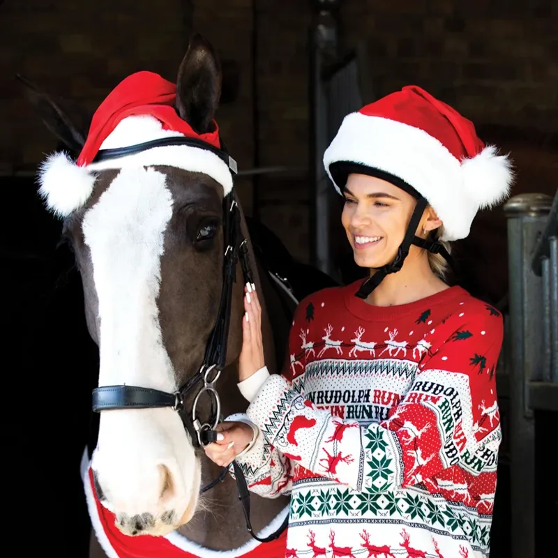 Equetech Santa Hat Horse Bonnet-1
