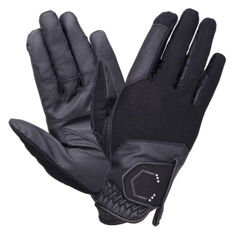 Coldstream Blakelaw Diamante Riding Gloves - Black/Silver-1