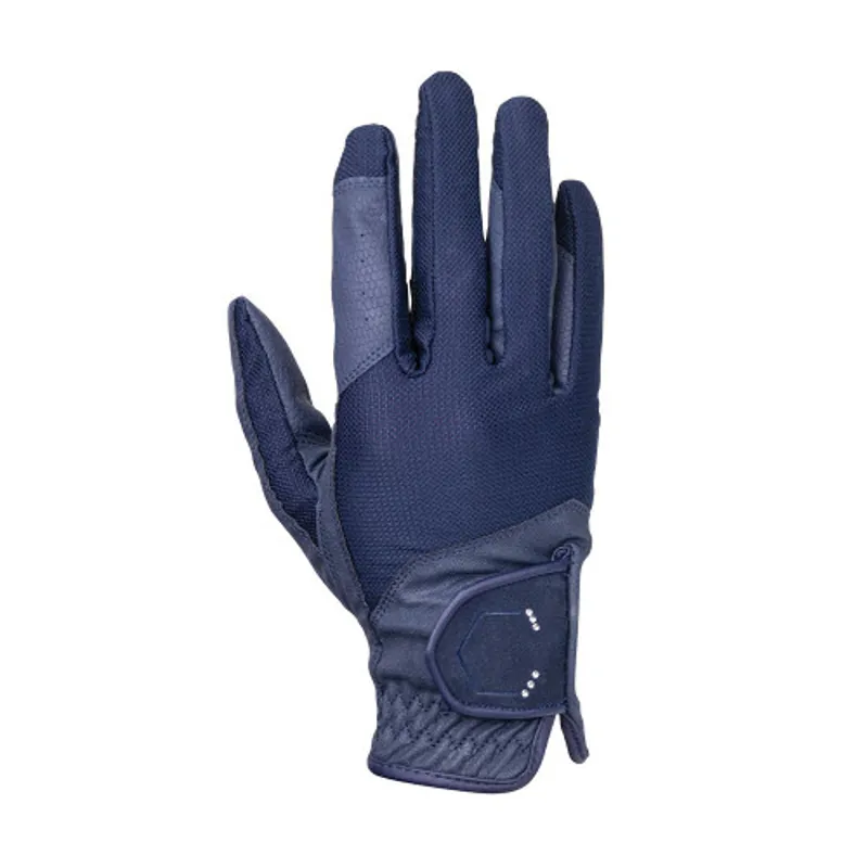 Coldstream Blakelaw Diamante Riding Gloves - Navy/Silver-1