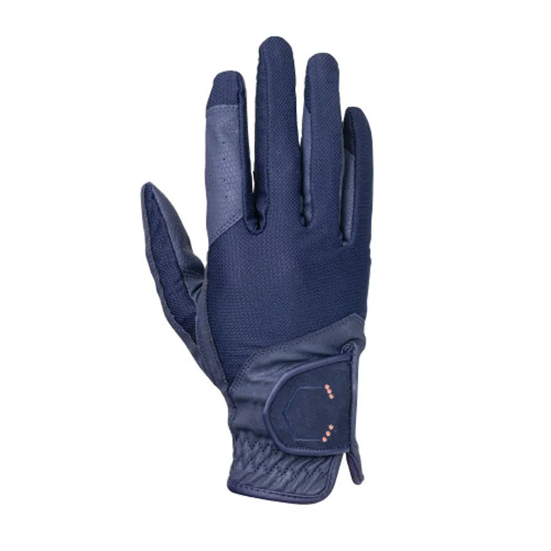 Coldstream Next Generation Blakelaw Diamante Riding Gloves - Navy/Rose Gold -1