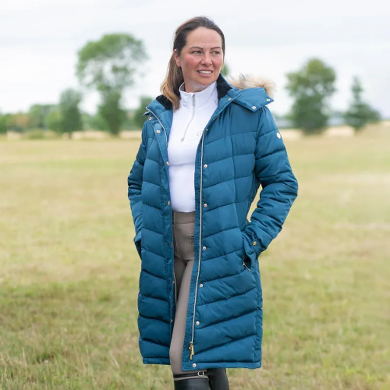 Coldstream Branxton Long Quilted Coat - Cool Slate Blue-1
