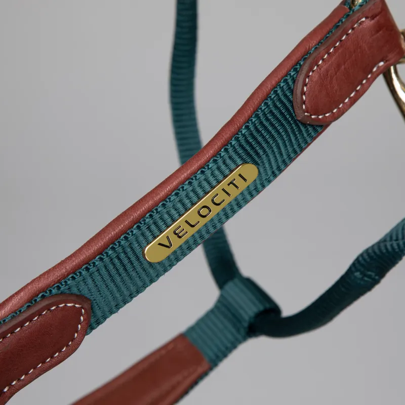 Velociti Lusso Padded Leather Headcollar in Green-2