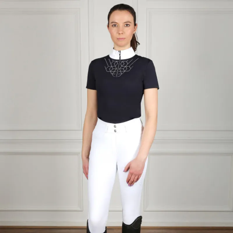 Coldstream Ledmore Diamante Show Shirt - Navy-1