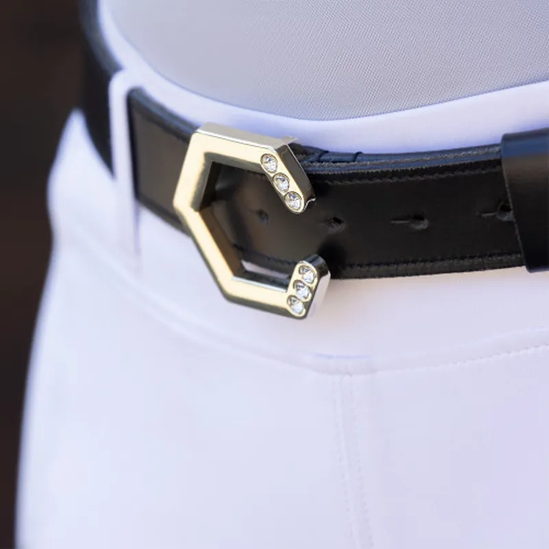 Coldstream Hutton Diamante Leather Belt in Black/Gold