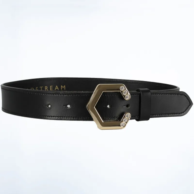 Coldstream Hutton Diamante Leather Belt in Black/Gold-4