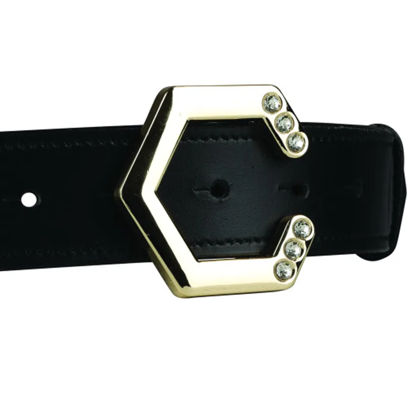 Coldstream Hutton Diamante Leather Belt in Black/Gold-2