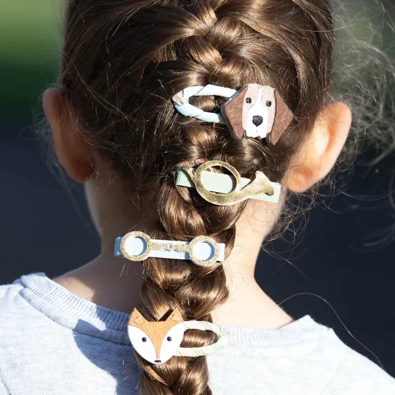Childs Fox and Hounds Luxury Hair Clips - Set Of 4-1