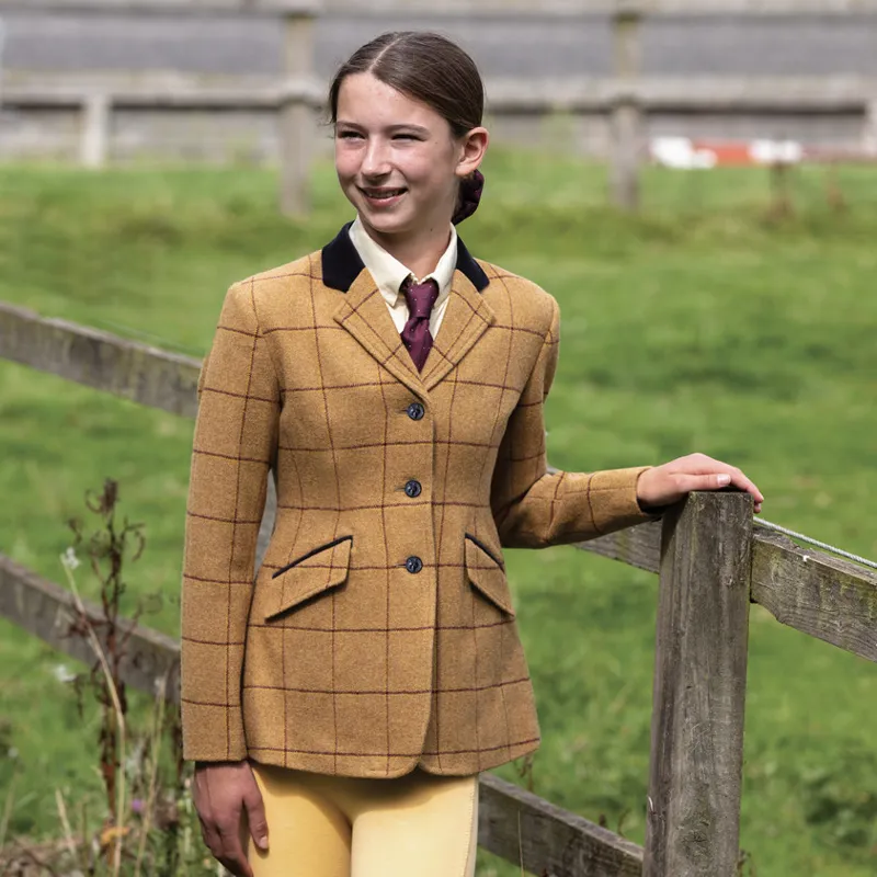 Equetech Childs Wheatley Deluxe Tweed Riding Jacket in Brown-3