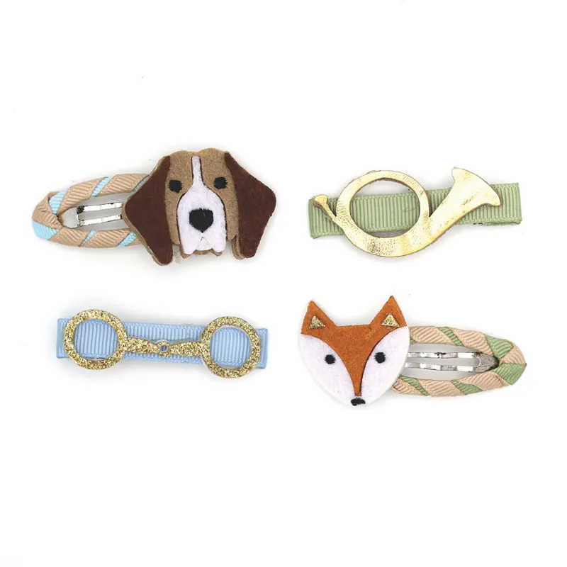 Childs Fox and Hounds Luxury Hair Clips - Set Of 4