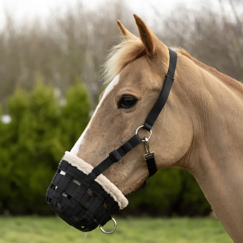 Hy Equestrian Muzzle With Fleece Black-1