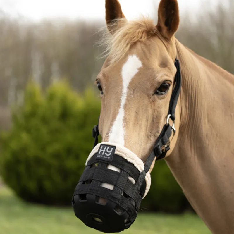 Hy Equestrian Muzzle With Fleece Black-2