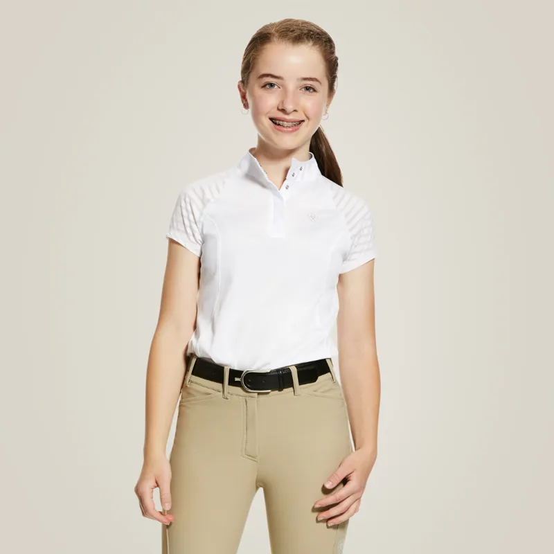 Ariat Girls Aptos Vent Short Sleeved Show Shirt White