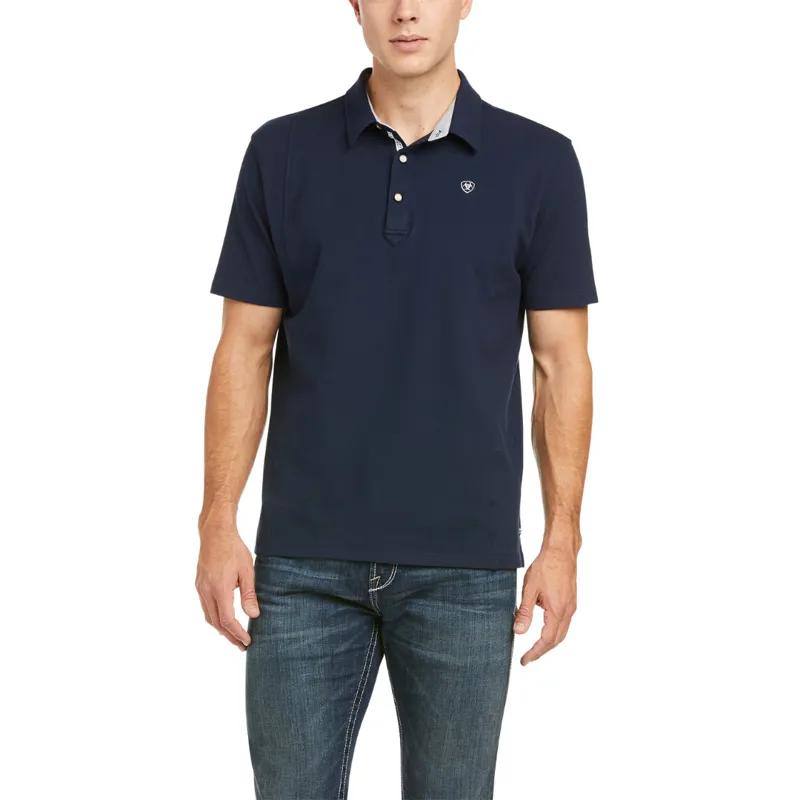 Ariat Men's Medal Short Sleeve Polo Top Navy