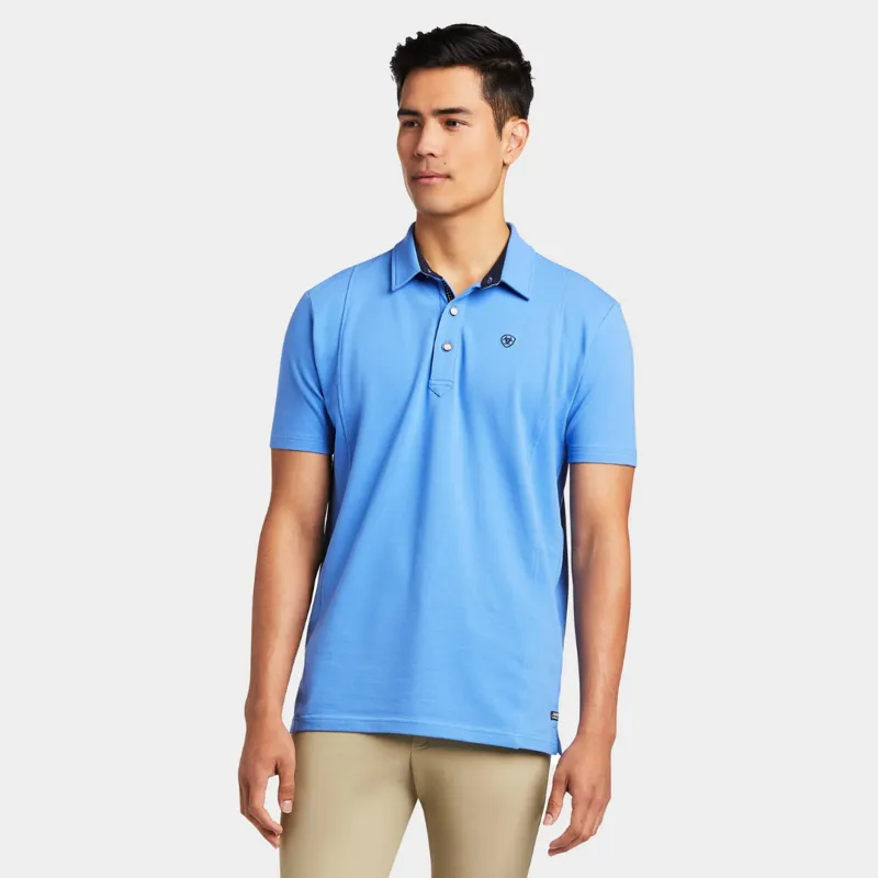 Ariat Men's Medal Short Sleeve Polo Reykjavik Blue
