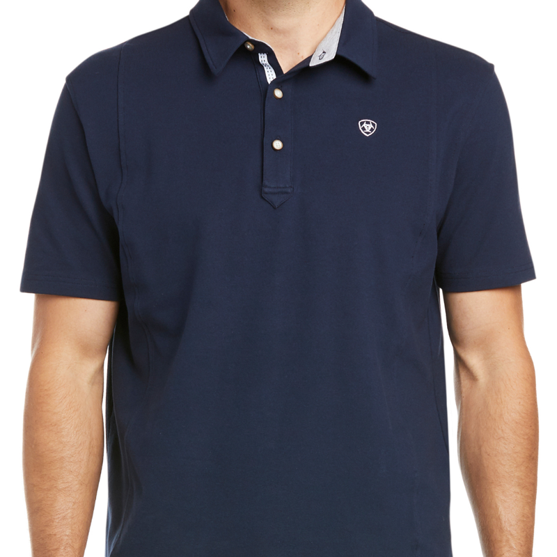 Ariat Men's Medal Short Sleeve Polo Top Navy-1