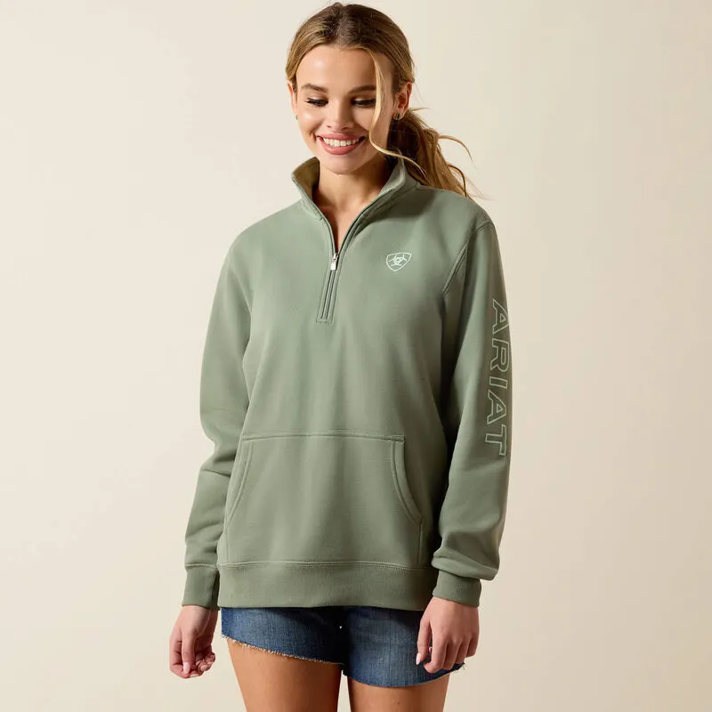 Ariat Womens Foundation Logo 1/2 Zip Sweatshirt Sea Spray