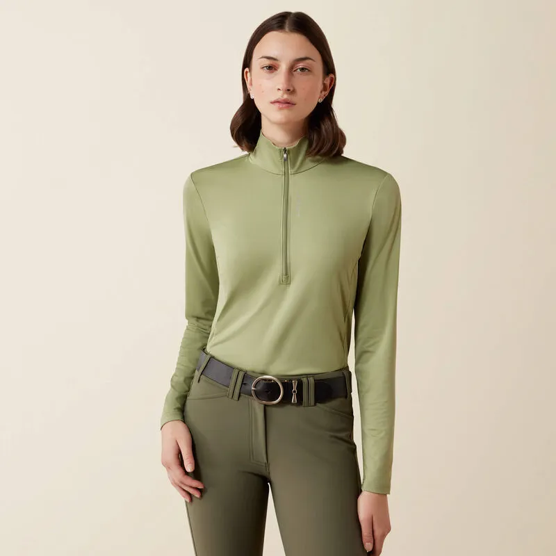 Ariat Womens Lunaveil 1/2 Zip Baselayer Oil Green-1