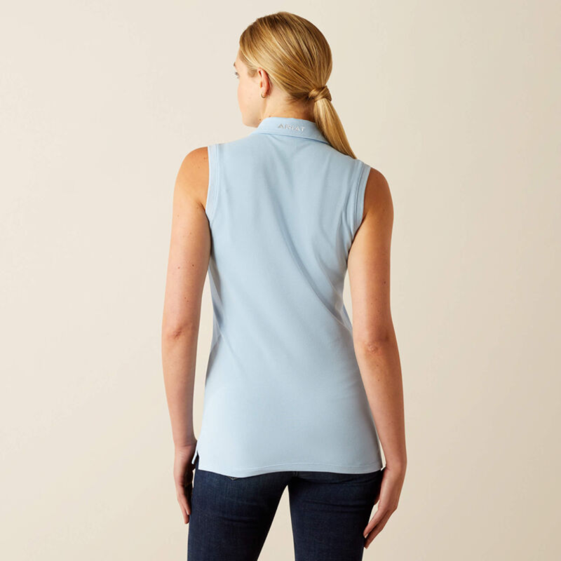 Ariat Womens Prix 3.0 Sleeveless Polo Bluebell-1