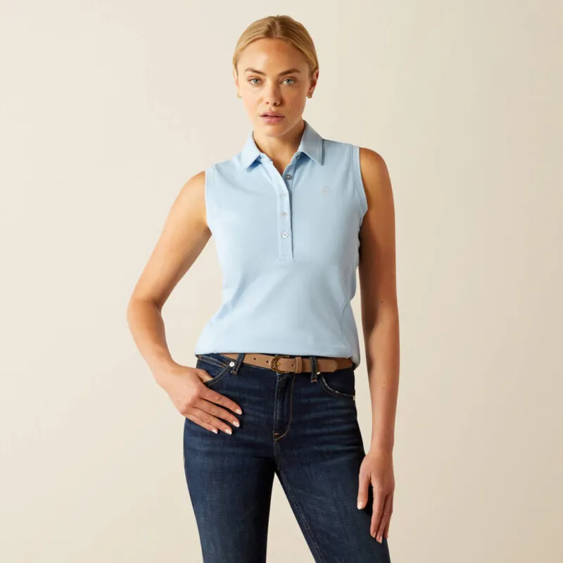Ariat Womens Prix 3.0 Sleeveless Polo Bluebell