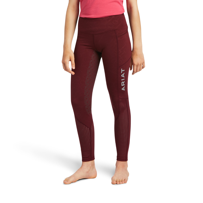 Ariat Youth EOS Full Seat Riding Tights Zinfandel Bit Emboss-1