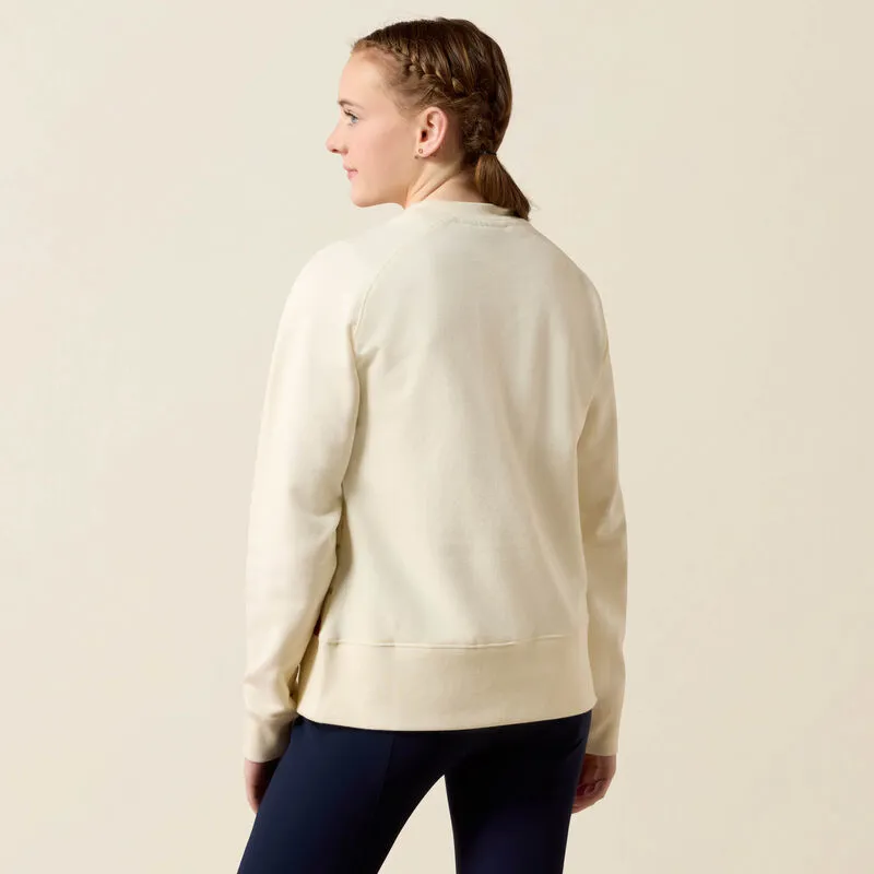 Ariat Youth Martine Sweatshirt Antique White Let's Play-1