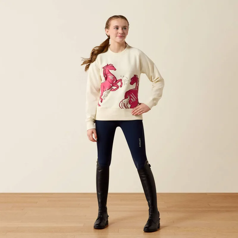 Ariat Youth Martine Sweatshirt Antique White Let's Play-2